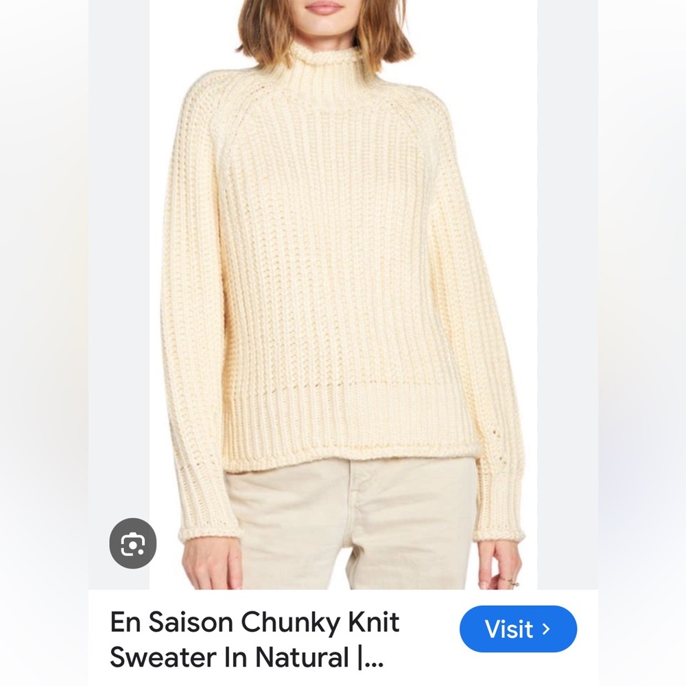 NWT S En Saison Cream Mock Turtleneck Sweater